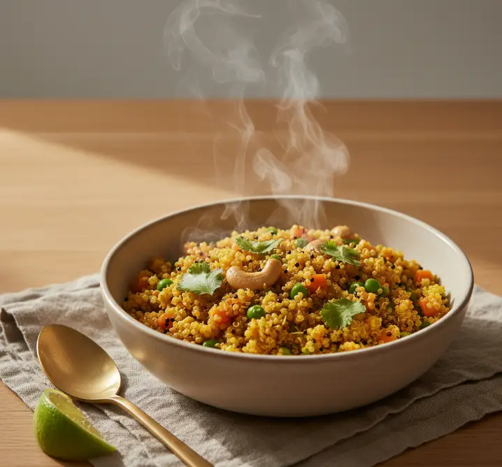 Lemon-Turmeric Quinoa Upma (Modern Ayurvedic)